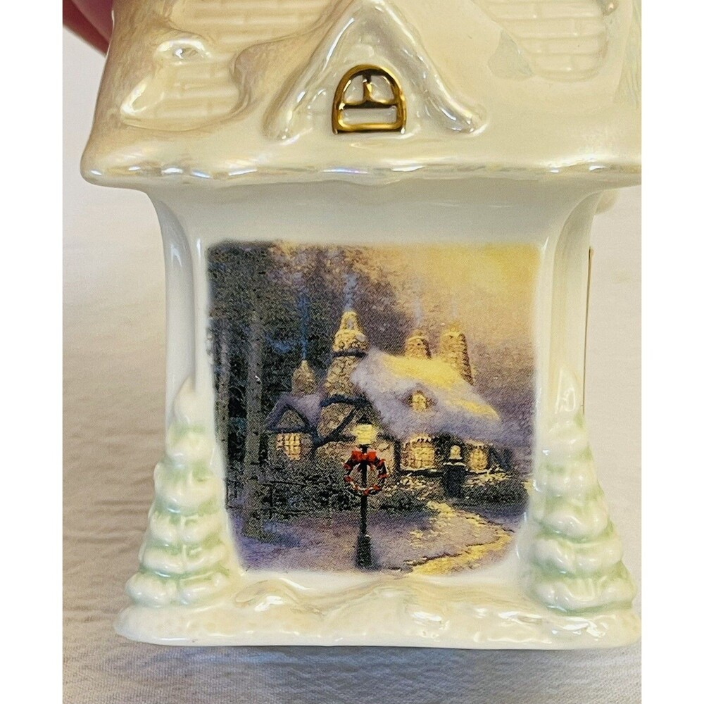 Thomas Kinkade Lenox Salt Pepper Shakers Stonehearth Hutch 2005 Cottage VTG - Picture 5 of 10